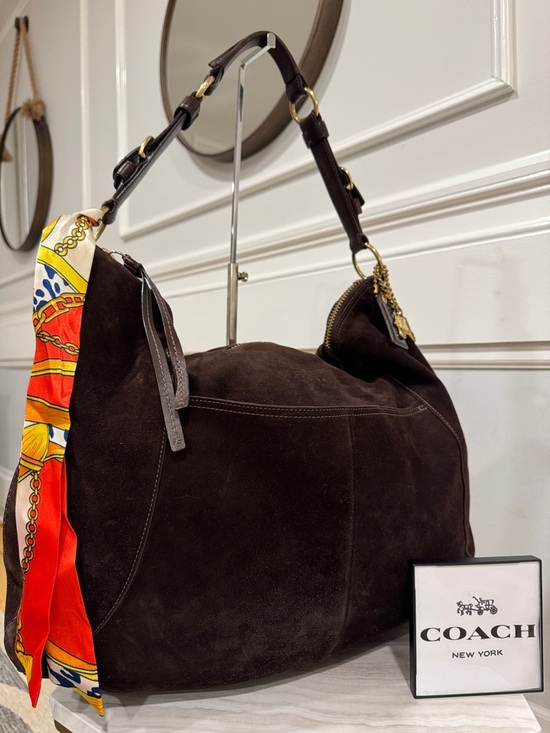 Coach Handbags - Coach Bag Vintage Carly Oversized Hobo Chocolate Brown Suede Shoulder Bag